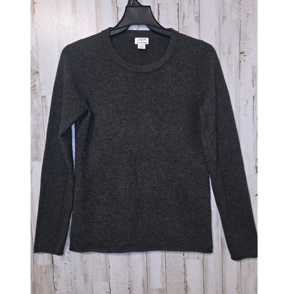 J.CREW S Crew 100% cashmere Sweater Pullover Long sleeve Slim Luxury Olive
